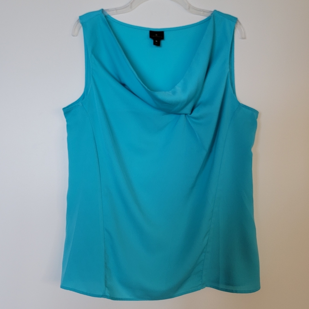 💥3 for $15💥 XL Asymmetrical Drape Neck Sleeveless Shell Tank Blouse Turquoise